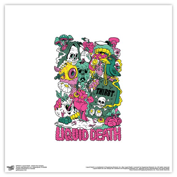 Gallery Pops Liquid Death - Death Drip Graphic Wall Art, Unframed Version, 12" x 12"