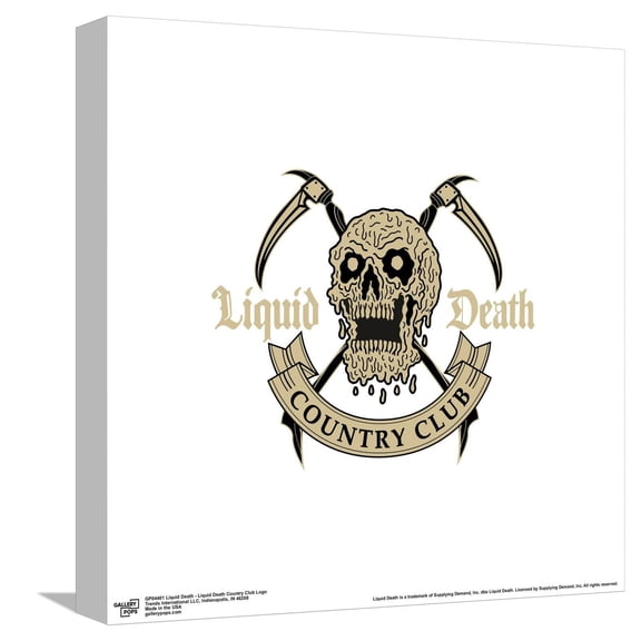 Gallery Pops Liquid Death - Liquid Death Country Club Logo Canvas Wall Art, Unframed Version, 12" x 12"