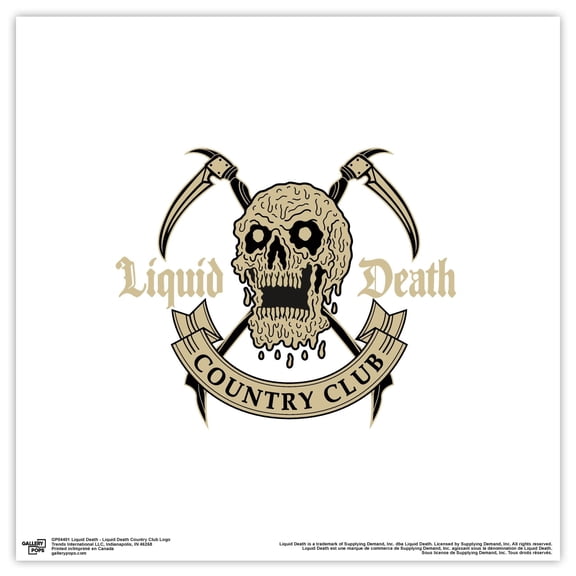 Gallery Pops Liquid Death - Liquid Death Country Club Logo Wall Art, Unframed Version, 12" x 12"