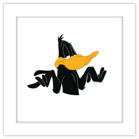 Gallery Pops Looney Tunes - Classic Daffy Duck Shrug Wall Art, White Framed Version, 12" x 12"