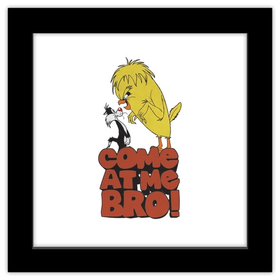 Gallery Pops Looney Tunes - Saturday Morning Cartoons Monster Tweety Bird Come At Me Bro Wall Art, Black Framed Version, 12" x 12"
