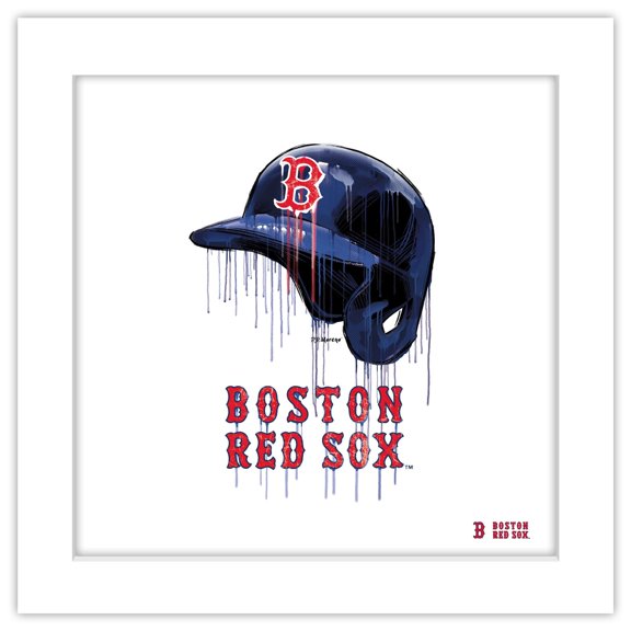 Gallery Pops MLB Boston Red Sox - Drip Helmet Wall Art, White Framed Version, 12" x 12"