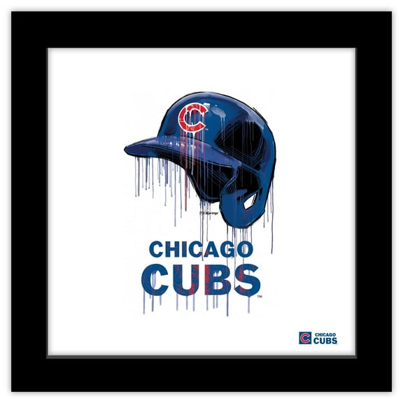 Gallery Pops MLB Chicago Cubs - Drip Helmet Wall Art, Black Framed Version, 12" x 12"