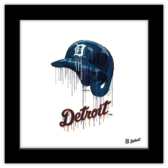 Gallery Pops MLB Detroit Tigers - Drip Helmet Wall Art, Black Framed Version, 12" x 12"