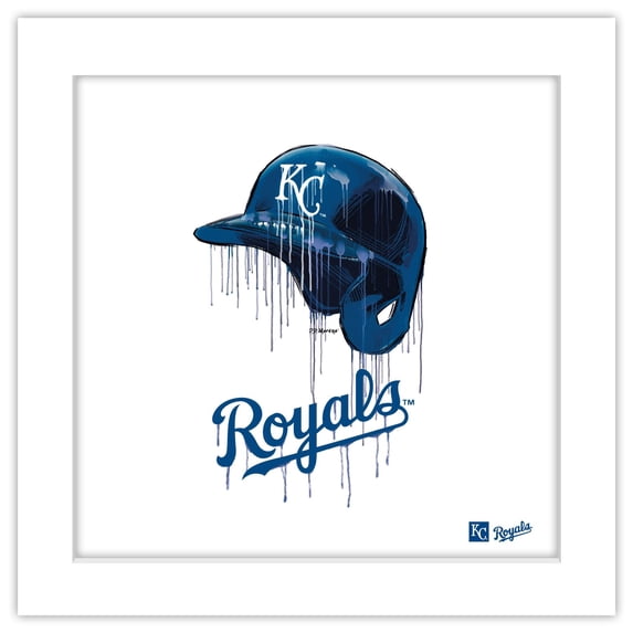 Gallery Pops MLB Kansas City Royals - Drip Helmet Wall Art, White Framed Version, 12" x 12"