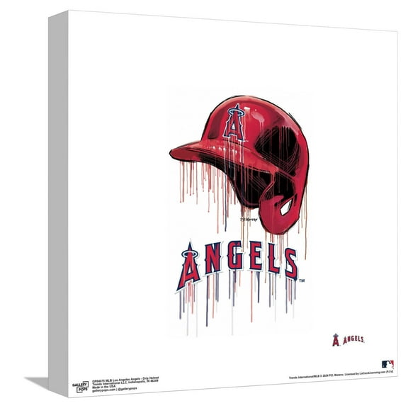 Gallery Pops MLB Los Angeles Angels - Drip Helmet Canvas Wall Art, Unframed Version, 12" x 12"