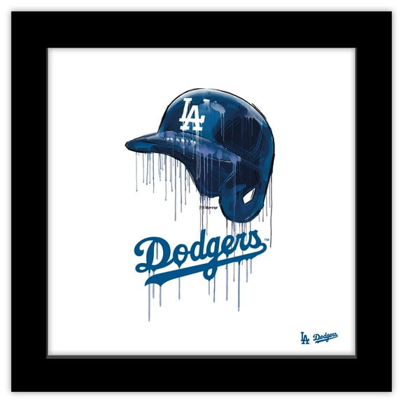 Gallery Pops MLB Los Angeles Dodgers - Drip Helmet Wall Art, Black Framed Version, 12" x 12"