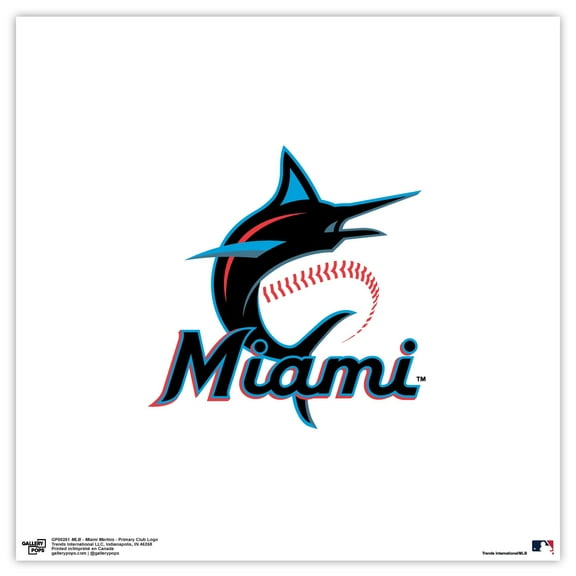 Gallery Pops MLB Miami Marlins - Primary Club Logo Wall Art, Unframed Version, 12" x 12"