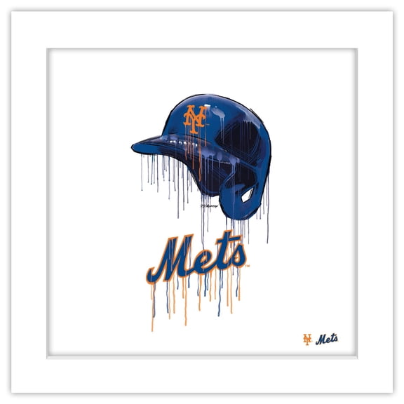 Gallery Pops MLB New York Mets - Drip Helmet Wall Art, White Framed Version, 12" x 12"