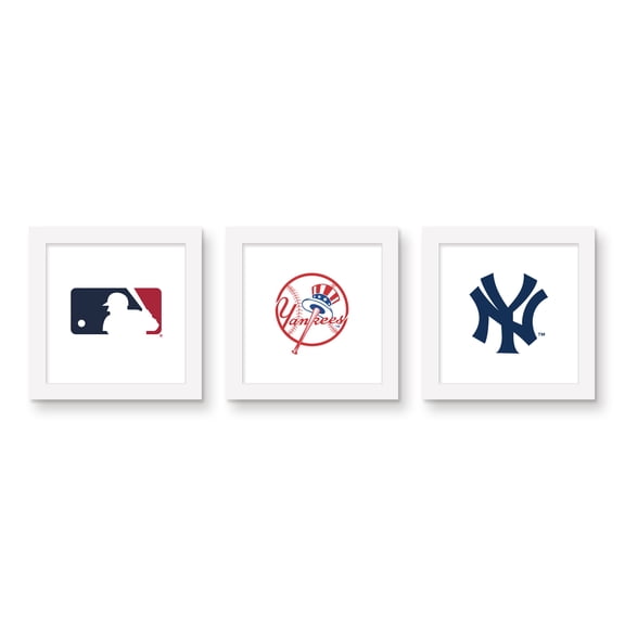 Gallery Pops MLB - New York Yankees - Team Wall Art Bundle (3-Pack), White Framed Version, 12" x 12"