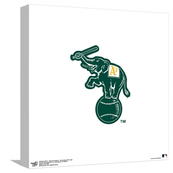 Gallery Pops MLB Oakland Athletics - Secondary Club Logo Canvas Wall Art, Unframed Version, 12" x 12"