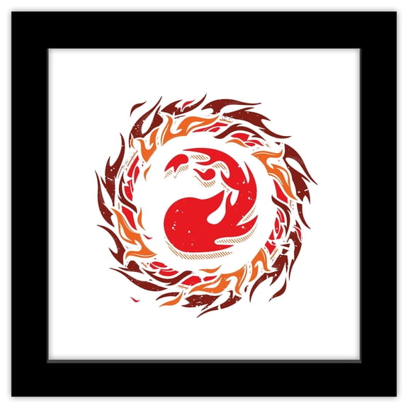 Gallery Pops Magic The Gathering - Red Mana Icon Wall Art, Black Framed Version, 12" x 12"