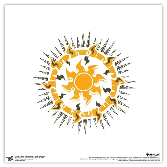 Gallery Pops Magic The Gathering - White Mana Icon Wall Art, Unframed Version, 12" x 12"