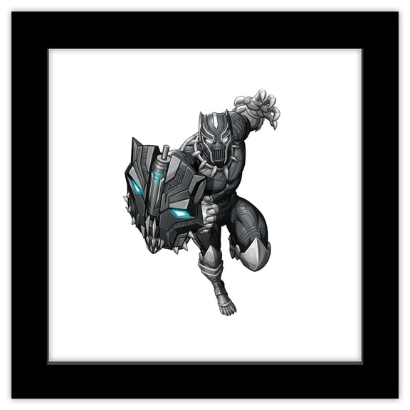 Gallery Pops Marvel Avengers Mech Strike - Black Panther Mech Tech Shield Wall Art, Black Framed Version, 12" x 12"