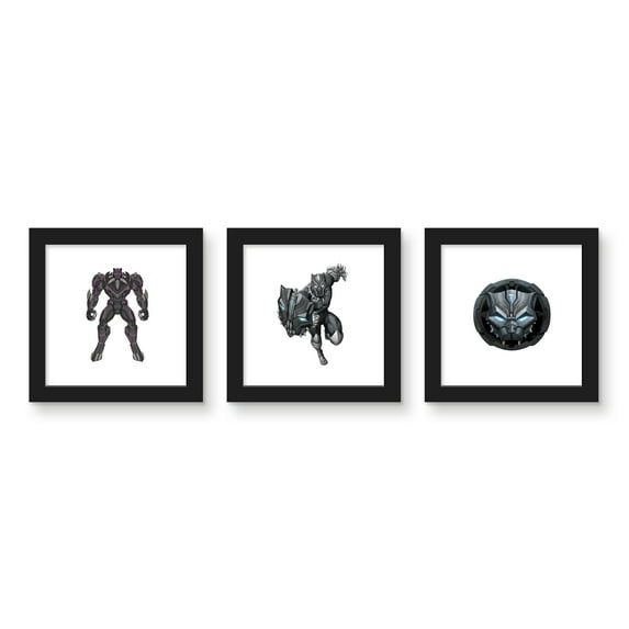 Gallery Pops Marvel Avengers Mech Strike - Black Panther Wall Art Bundle (3-Pack), Black Framed Version, 12" x 12"