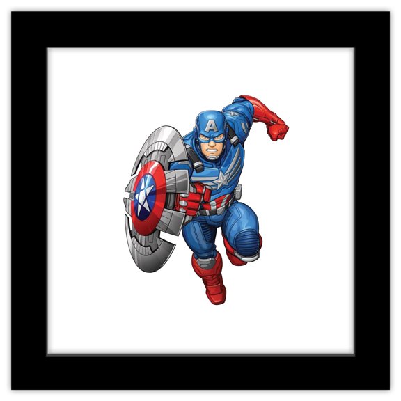 Gallery Pops Marvel Avengers Mech Strike - Captain America Mech Tech MK1 Wall Art, Black Framed Version, 12" x 12"