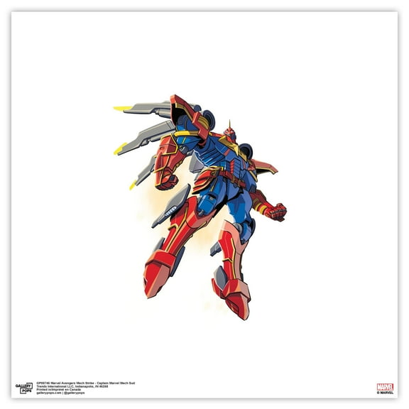 Gallery Pops Marvel Avengers Mech Strike - Captain Marvel Mech Suit Wall Art, Unframed Version, 12" x 12"