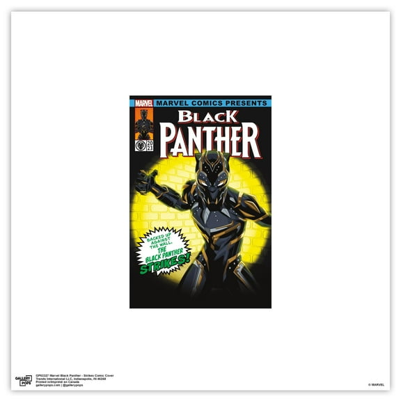 Gallery Pops Marvel Black Panther - Strikes Comic Cover Wall Art, Unframed Version, 12" x 12"