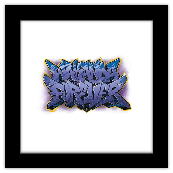 Gallery Pops Marvel Black Panther - Wakanda Forever Graffiti Wall Art, Black Framed Version, 12" x 12"