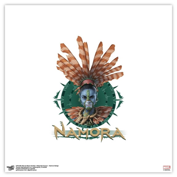 Gallery Pops Marvel Black Panther: Wakanda Forever - Namora Badge Wall Art, Unframed Version, 12" x 12"