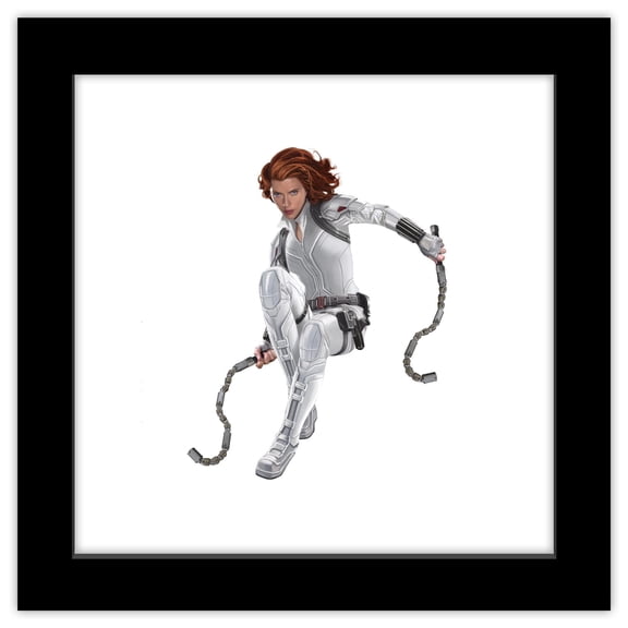 Gallery Pops Marvel Black Widow - Jumping Electroshock Batons Wall Art, Black Framed Version, 12" x 12"