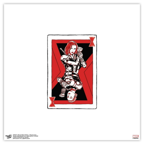 Gallery Pops Marvel Black Widow - Playing Card Wall Art, Unframed Version, 12" x 12"