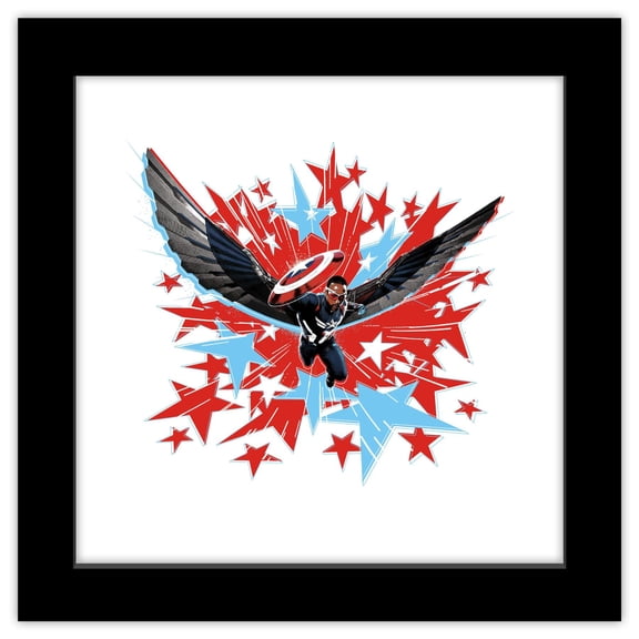 Gallery Pops Marvel Captain America: Brave New World - Sam Wilson Flight Graphic Wall Art, Black Framed Version, 12" x 12"