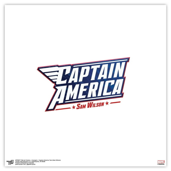 Gallery Pops Marvel Comics Avengers - Captain America Text (Sam Wilson) Wall Art, Unframed Version, 12" x 12"