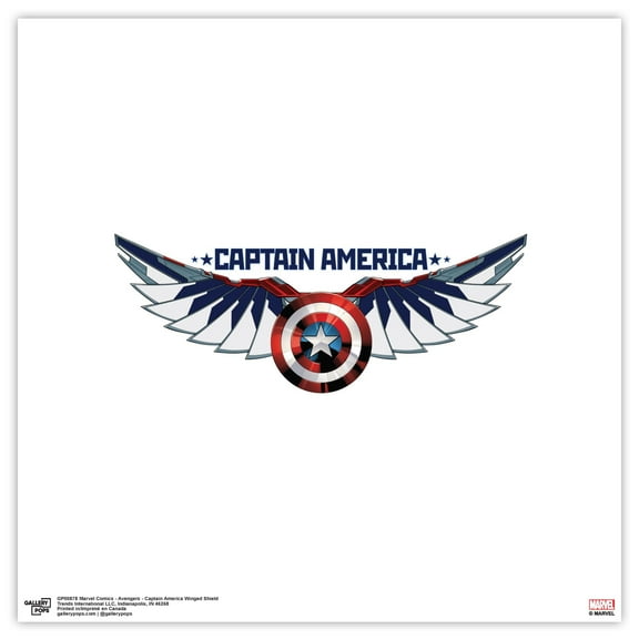 Gallery Pops Marvel Comics Avengers - Captain America Winged Shield Wall Art, Unframed Version, 12" x 12"