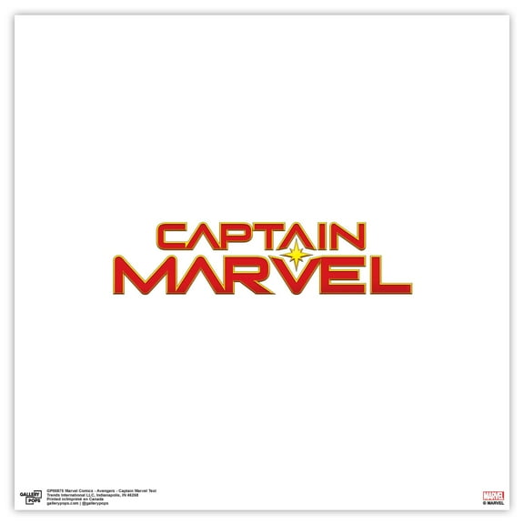 Gallery Pops Marvel Comics Avengers - Captain Marvel Text Wall Art, Unframed Version, 12" x 12"