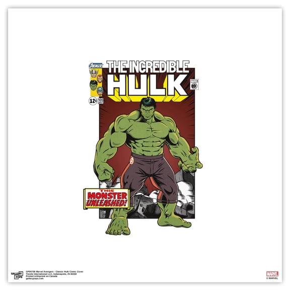 Gallery Pops Marvel Comics Avengers - Classic Hulk Comic Cover Wall Art, Unframed Version, 12" x 12"