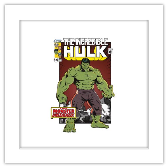 Gallery Pops Marvel Comics Avengers - Classic Hulk Comic Cover Wall Art, White Framed Version, 12" x 12"