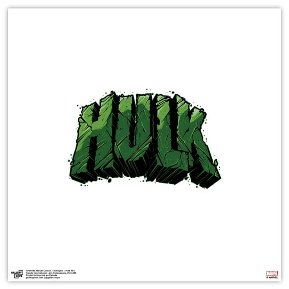 Gallery Pops Marvel Comics Avengers - Hulk Text Wall Art, Unframed Version, 12" x 12"