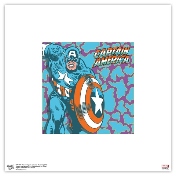 Gallery Pops Marvel Comics Captain America - Running Wild Wall Art, Unframed Version, 12" x 12"