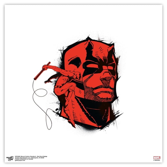Gallery Pops Marvel Comics Daredevil - Red Devil Badge Wall Art, Unframed Version, 12" x 12"