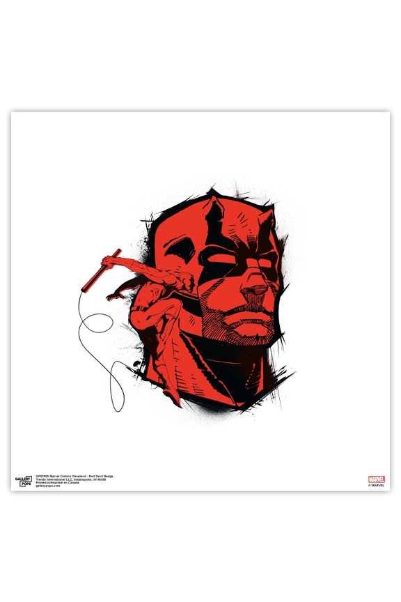 Gallery Pops Marvel Comics Daredevil - Red Devil Badge Wall Art, Unframed Version, 12" x 12"