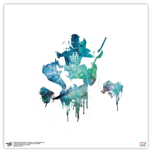 Gallery Pops Marvel Comics Daredevil - Rooftop Watercolor Wall Art, Unframed Version, 12" x 12"