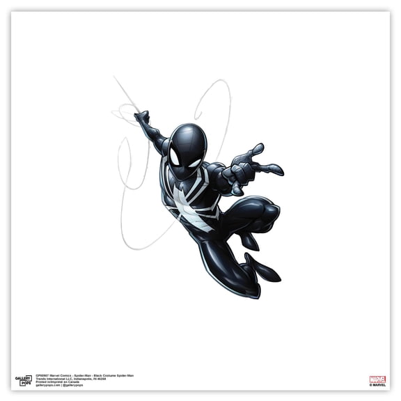 Gallery Pops Marvel Comics Spider-Man - Black Costume Spider-Man Wall Art, Unframed Version, 12" x 12"