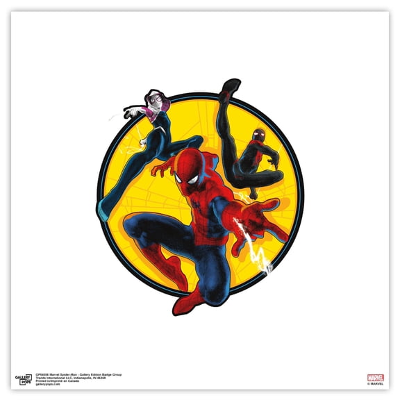 Gallery Pops Marvel Comics Spider-Man - Gallery Edition Badge Group Wall Art, Unframed Version, 12" x 12"