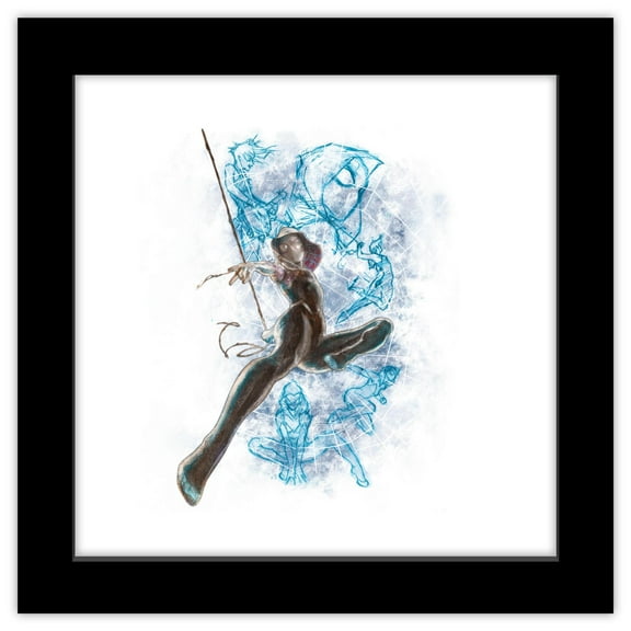 Gallery Pops Marvel Comics Spider-Man - Sketch Burst Ghost-Spider Wall Art, Black Framed Version, 12" x 12"