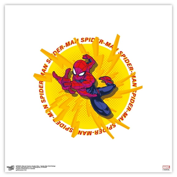 Gallery Pops Marvel Comics Spider-Man - Spider-Man Bolt Badge Wall Art, Unframed Version, 12" x 12"