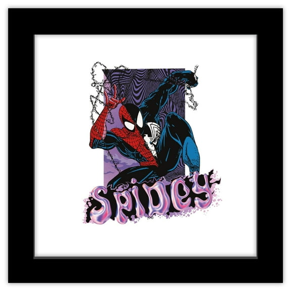 Gallery Pops Marvel Comics Spider-Man - Spidey Far-Out Wall Art, Black Framed Version, 12" x 12"
