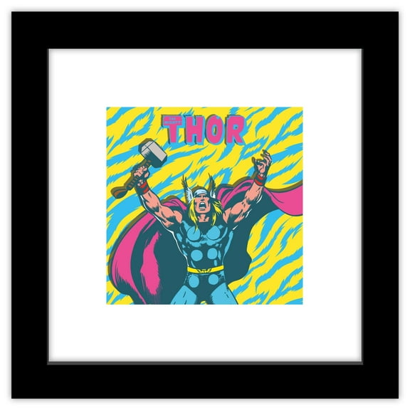 Gallery Pops Marvel Comics Thor - Running Wild Wall Art, Black Framed Version, 12" x 12"