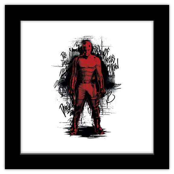Gallery Pops Marvel Daredevil: Born Again - Graffiti Text Graphic Wall Art, Black Framed Version, 12" x 12"