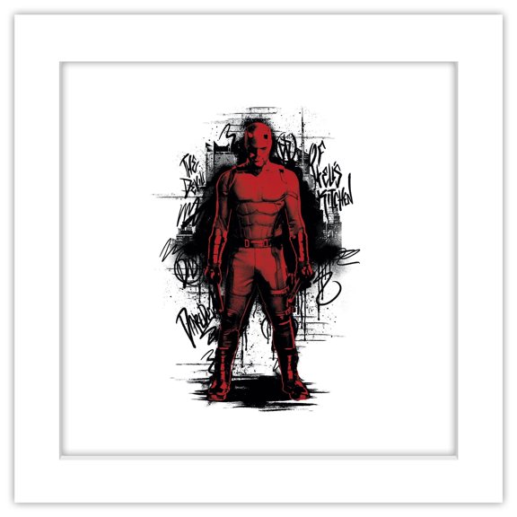 Gallery Pops Marvel Daredevil: Born Again - Graffiti Text Graphic Wall Art, White Framed Version, 12" x 12"