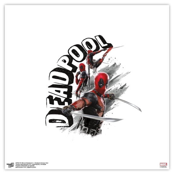 Gallery Pops Marvel Deadpool & Wolverine - Deadpool Action Text Wall Art, Unframed Version, 12" x 12"