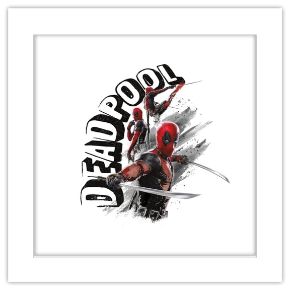 Gallery Pops Marvel Deadpool & Wolverine - Deadpool Action Text Wall Art, White Framed Version, 12" x 12"