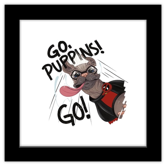 Gallery Pops Marvel Deadpool & Wolverine - Go Puppins Wall Art, Black Framed Version, 12" x 12"