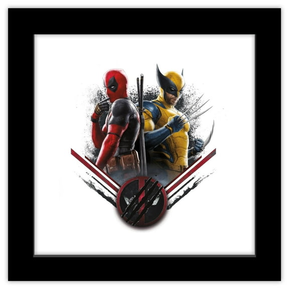 Gallery Pops Marvel Deadpool & Wolverine - Wolverine Deadpool Pose Wall Art, Black Framed Version, 12" x 12"
