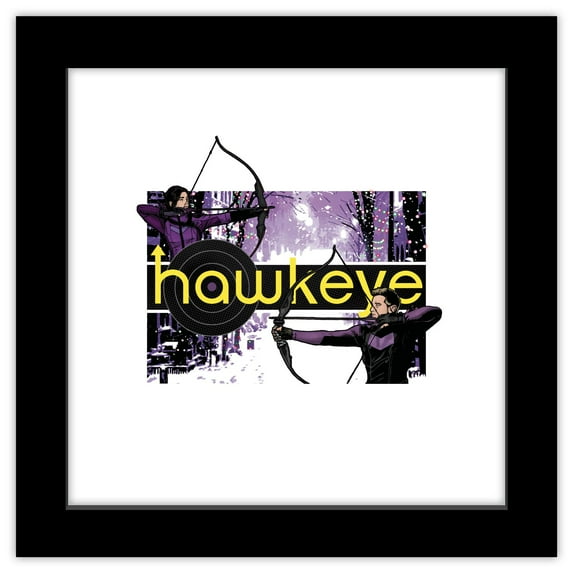 Gallery Pops Marvel Hawkeye - Kate Bishop and Hawkeye Graphic Wall Art, Black Framed Version, 12" x 12"